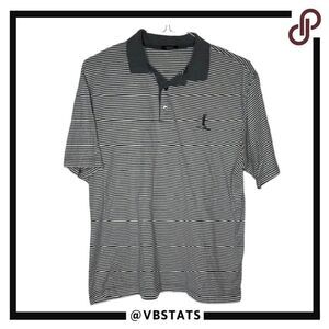 Marbas Gray and White Striped SS Polo Shirt in Size Large